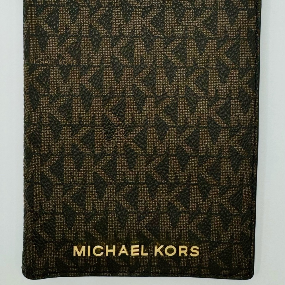 Michael Kors Dark Brown Monogram Passport Wallet